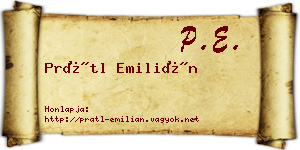 Prátl Emilián névjegykártya